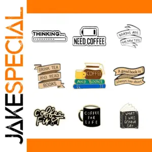 Book and Coffee Enamel Pins Collection for Book Lovers