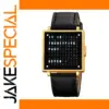 SKMEI 2312 Gold Leather Word Clock Watch