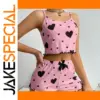 Pink Heart Crop Top and Mini Skirt Set