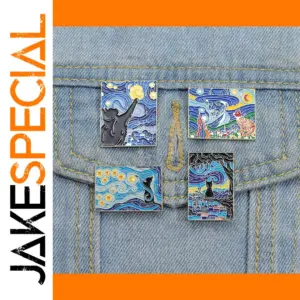 Starry Night Cats Enamel Pins Brooches