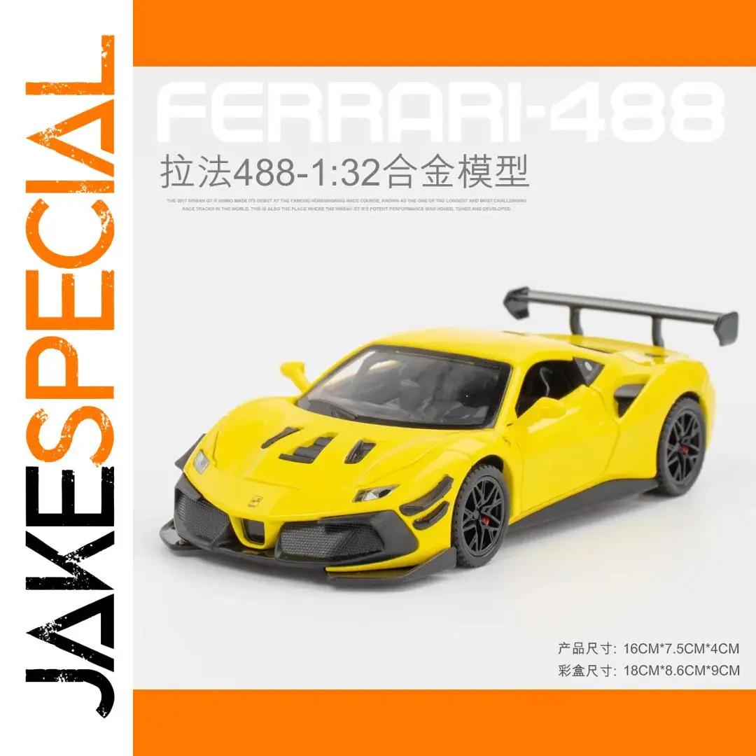 1:32 Scale Yellow Ferrari 488 Die-Cast Model 1 1:32 Scale Yellow Ferrari 488 Die-Cast Model