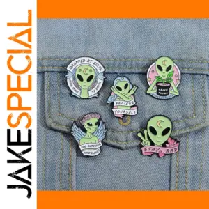 Green Alien Enamel Pin for Clothing and Accessories