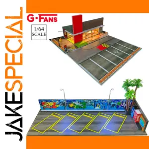 1:64 Scale Car Garage Diorama with LED Light