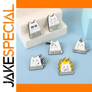 White Cat Enamel Pin Badge for Women Kids