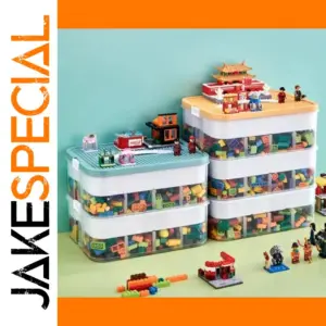 2 Layers Adjustable Building Block Storage Box