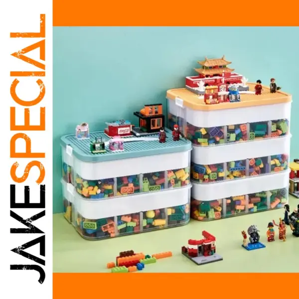 2 Layers Adjustable Building Block Storage Box
