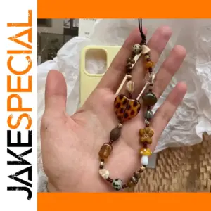 Y2K Retro Resin Leopard Heart Phone Chain