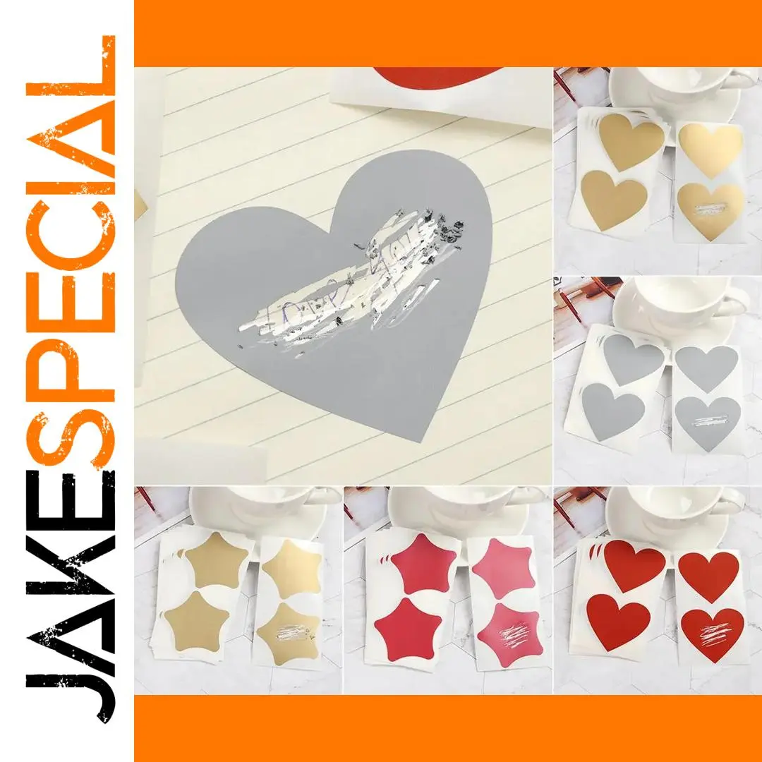 50 Pcs Gold & Silver Love Heart & Pentagram Scratch Stickers 1 50 Pcs Gold & Silver Love Heart & Pentagram Scratch Stickers