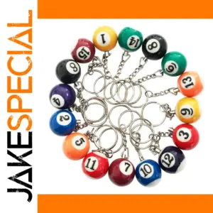 Colorful Billiard Ball Keychain Set 16 Pcs