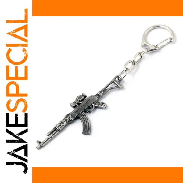 Metallic Assault Rifle Keychain with Loop