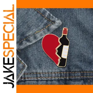 Broken Heart Wine Bottle Enamel Pins Set for Lovers