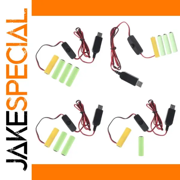 4-Pack Rechargeable AA/AAA Battery Set with USB