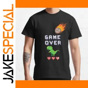 Game Over Funny Dinosaur T-Shirt for Men