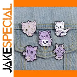 Cartoon Skeleton Kitten Enamel Pin