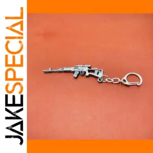 Metallic Firearm Keychain with Clasp