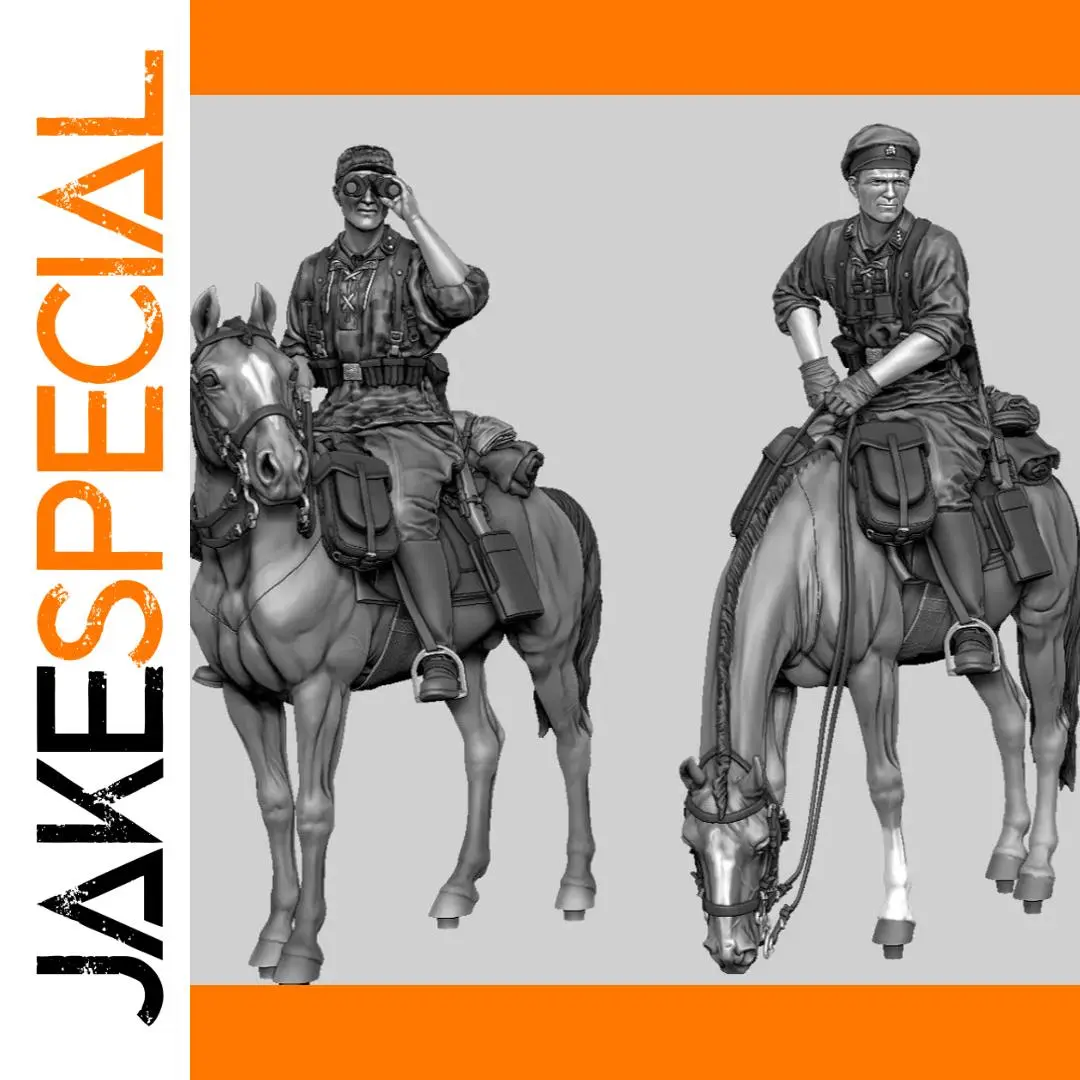 1/35 Scale Unassembled Resin Cavalry Figurine Kit 1 1/35 Scale Unassembled Resin Cavalry Figurine Kit