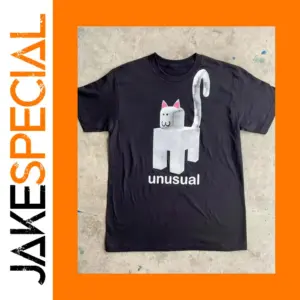 Unusual Cat Graphic Black T-Shirt for Women