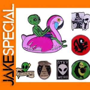 Green Alien Spaceship Enamel Pin Badge for Accessories