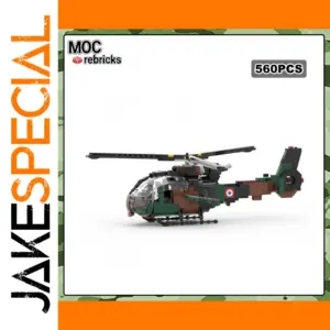 WW2 French Military SA342 Gazelle Helicopter Building Block Model