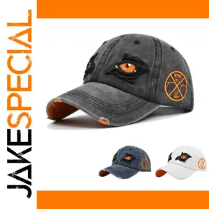 Unisex Washed Cotton Baseball Cap with Eagle Embroidery