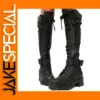 Women’s Gothic Zipper Knee High Boots with Chunky Heel
