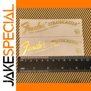 2-Piece Gold Fender Stratocaster Headstock Decals