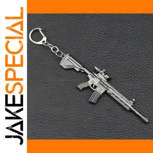 Metallic Assault Rifle Keychain Pendant