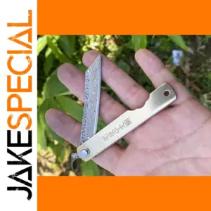 Damascus Folding Blade Knife with Copper Handle