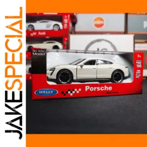 Véhicule Miniature Welly 1:36 White Porsche Taycan Turbo S Model Car Modèle Réduit
