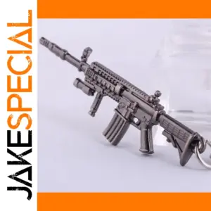 Metal Assault Rifle Keychain with Detail