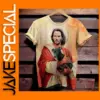 Funny Jesus and Dog Print T-Shirt for Streetwear