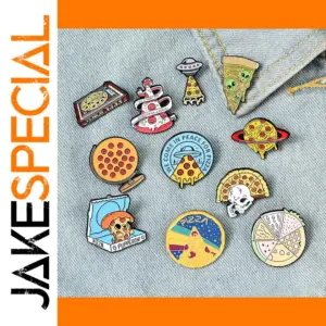 Pizza UFO Planet Enamel Brooch Pin Unisex Accessory