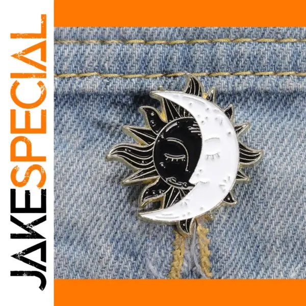 Sun Moon Yin Yang Enamel Pins Brooches