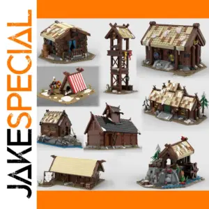 Winter Viking Village Building Block Set
