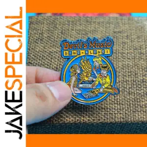Vintage Metal Devil's Music Enamel Pin Badge