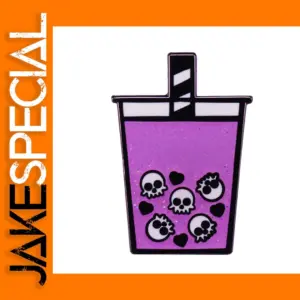 Skull Boba Tea Enamel Pin for Halloween
