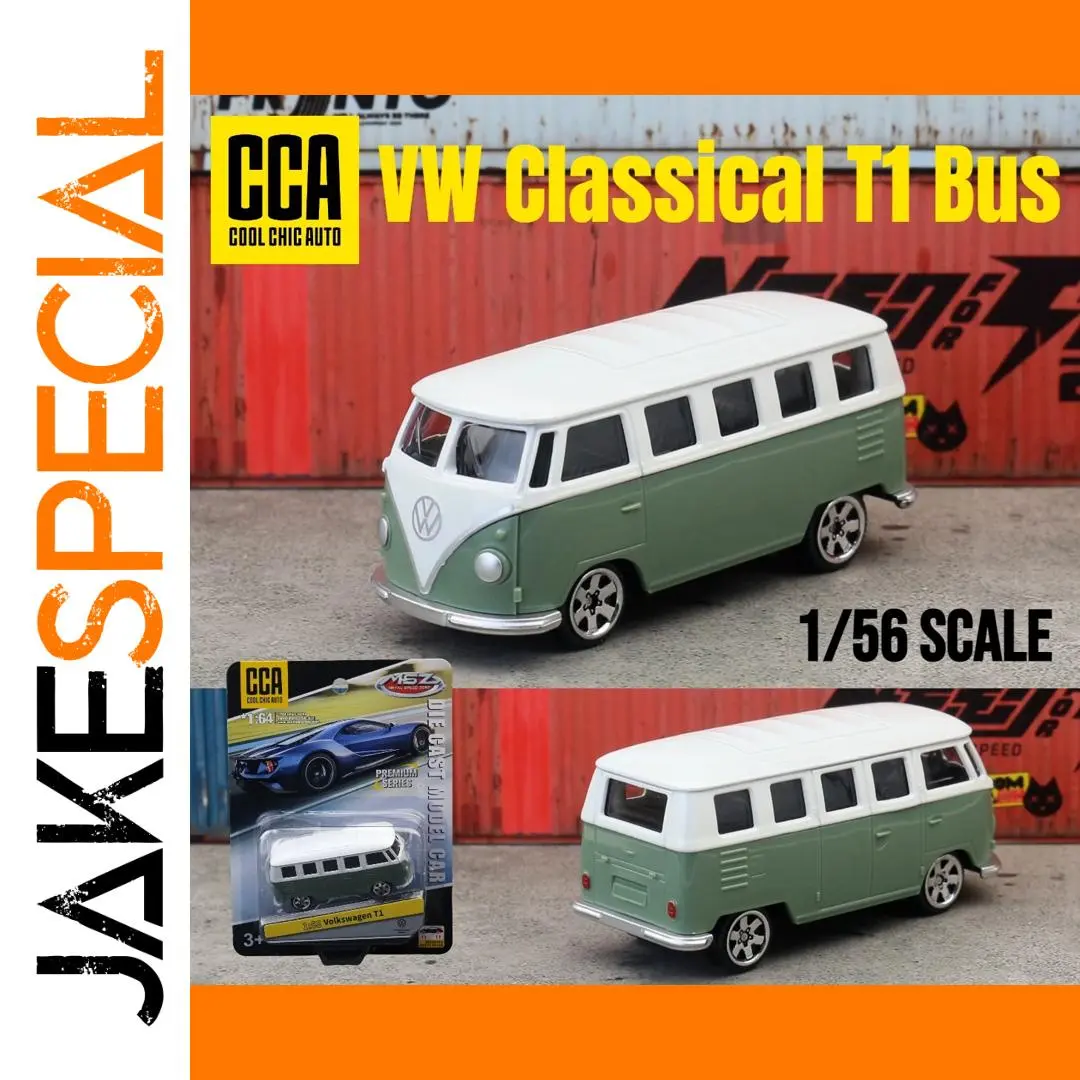 VW T1 Bus Die-Cast Model in Green/White 1 VW T1 Bus Die-Cast Model in Green/White