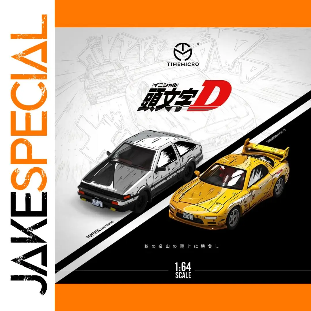 TIME MICRO 1:64 AE86 & RX-7 Cartoon Metal Cars 1 TIME MICRO 1:64 AE86 & RX-7 Cartoon Metal Cars