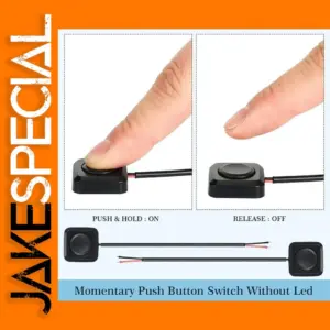Momentary Push Button Switch 12V/24V Black Plastic