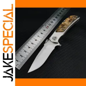 Bearing Flipper Folding Knife with Wood Handle