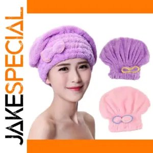 Microfiber Hair Drying Towel with Bowknot Cap