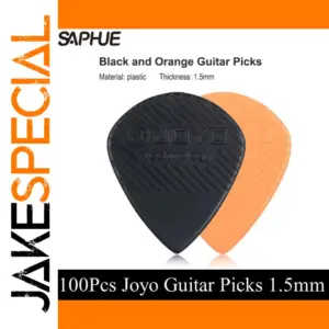 100 Pcs Guitar Picks 1.5mm Black/Orange