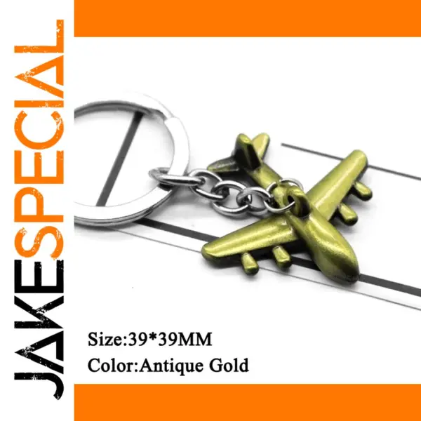 Antique Gold Airplane Keychain 3D Model
