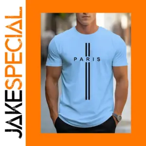 Men's Oversized Paris Print Casual T-Shirt