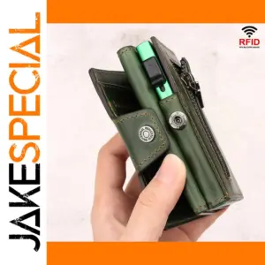 RFID Leather Wallet with Money Clip and Card Pop-Up
