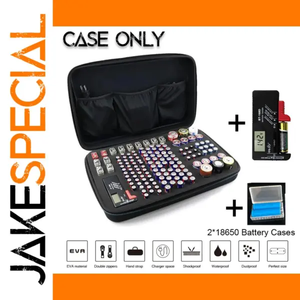Battery Storage Case Set with Tester | Durable EVA+PU