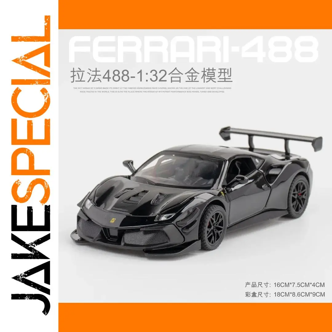 Ferrari 488 Black 1:32 Scale Model Car 1 Ferrari 488 Black 1:32 Scale Model Car