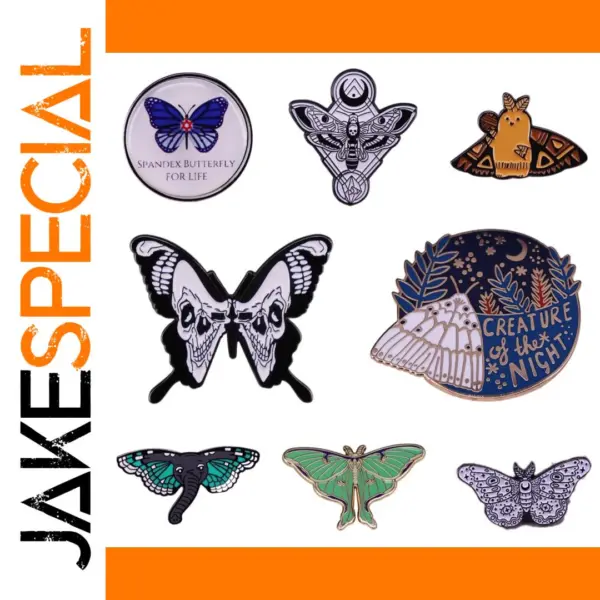 Gothic Skull Butterfly Enamel Brooch