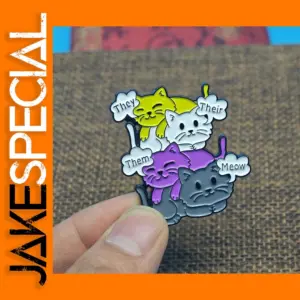 Non-Binary Cat Lover Lapel Pin Badge