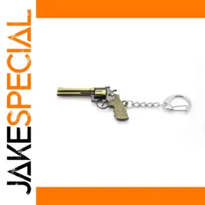Vintage Revolver Shaped Metal Keychain